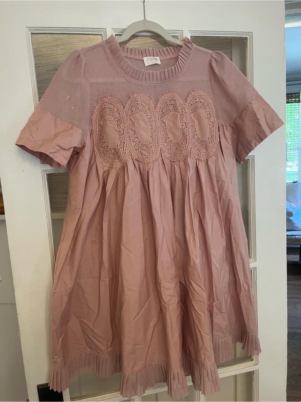 Fate Blush Pink Lace-Panel Mini Dress